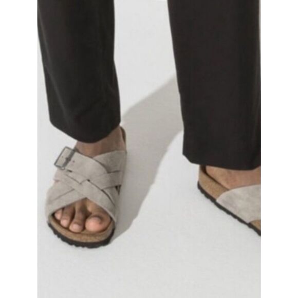 NEW Birkenstock Lugano Sandals Mens 44 US Men’s 11 Stone Coin Gray Buckle Straps